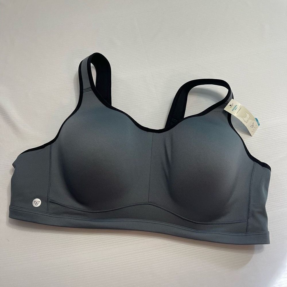 NWT LIVI Active Grey Wicking Bra High Impact Size 46DD New